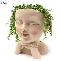 FAL Simulation Human Face Flowerpot Multipurpose Resin Succulent Planter Creative Desktop Ornament For Home Garden