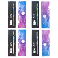 Brand New and High Quality Crystal Starry Sky Glass Ink Pen Glass Dip Pen For Writing Fountain Pen Set Gift