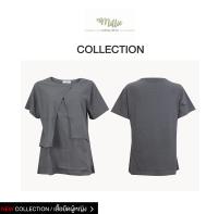 Mille เสื้อยืดคอกลมชุดคุณแม่เปิดให้นม สีเทาดำ พร้อมส่ง