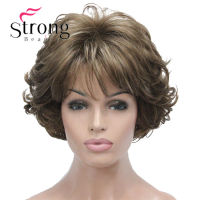 StrongBeauty Short Wig Soft Tousled Curls Brown Highlights Full Synthetic Wigs COLOUR CHOICES