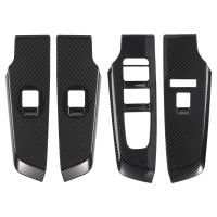 For 2022 Car Carbon Fiber Window Glass Lift Button Switch Cover Trim Door Armrest Panel