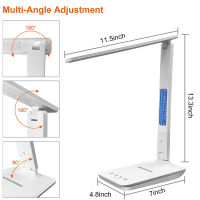 แท่นชาร์จไร้สาย LED โคมไฟตั้งโต๊ะนาฬิกาปลุก Eye Protect Study Light Fast Charging Station สำหรับ Samsung Xiaomi