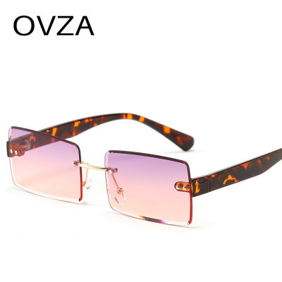 OVZA แฟชั่นที่ไม่มีขอบไล่โทนสีแว่นกันแดดผู้หญิงแคบแว่นตาบุรุษคลาสสิกสี่เหลี่ยมผืนผ้า S2055