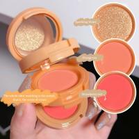 3 In 1 Blush Palette Three-Layer Blusher High Contouring Peach Red Rouge Long Lasting Natural Repair Cosmetic Brightening