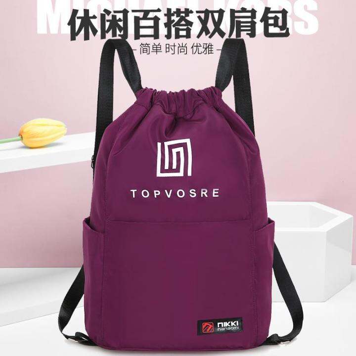 unisex-กีฬายิมกระเป๋าง่ายเดินทางกลางแจ้งกระเป๋าเป้สะพายหลังความจุขนาดใหญ่น้ำหนักเบา-drawstring-กระเป๋าสะพายคู่