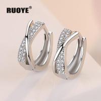 New 925 Silver Needle Fashion Crystal Earrings Classic Cross Original Design Female Jewelry 2023