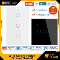 ✖☃卐 Smart Switch No Neutral RF433 EU/US/Brazil Standard Tuya Smart Life APP Works with Google Home Alexa Touch Sensor WiFi Switches