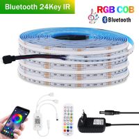 Tuya แถบไฟ Led ข้าวโพด RGB บลูทูธ Wi-Fi 12V 24V 840 Les/m รีโมทคอนโทรล LED แบบ RGB ยืดหยุ่นหลอดไฟ COB กาวเทปสำหรับห้อง5M 10M