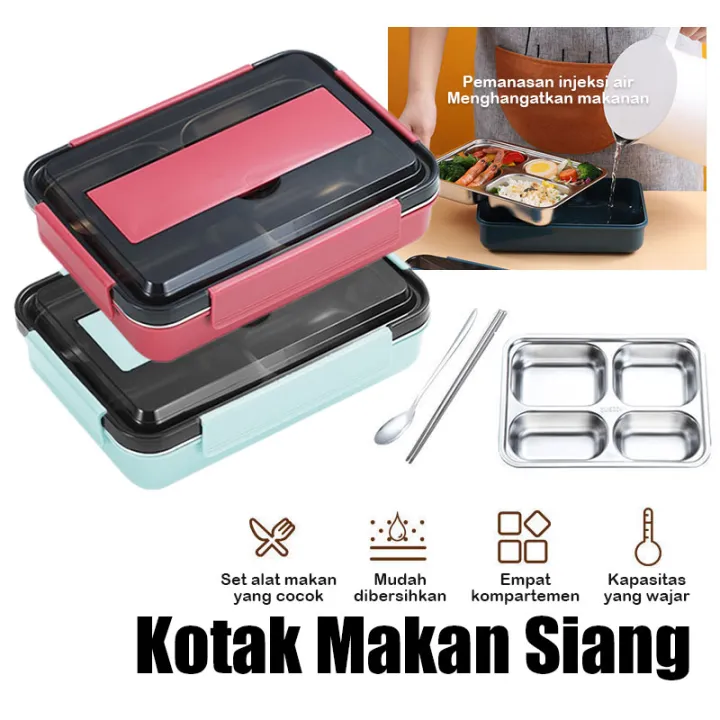 MATOUGUILunch Box Kotak Makan Stainless Steel 304 Tahan Panas Non