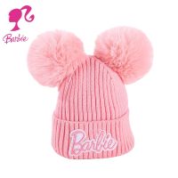 Barbie Parent-Child Baby Knitted Hat Soft Elastic Winter Protection Children Woolen Hats Cute Fur Ball Cotton Hat Pullover Gifts