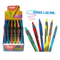 ปากกา ปากกาลูกลื่น bepen vinson 1008 ลายเส้น 1.0 mm คละสี หมึกน้ำเงิน (36ด้าม/กล่อง) ด้ามจับนุ่ม เขียนลื่น เครื่องเขียน อุปกรณ์การเรียน