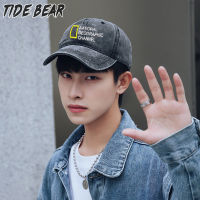 TIDE BEAR หมวกเบสบอลชายหมวกแบบมีสไตล์ของผู้ชายหมวกเนชั่นแนลจีโอกราฟฟิกหมวกเบสบอลบุคลิกภาพหมวกเดินทาง