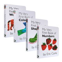 4หนังสือชุดเด็กภาษาอังกฤษระบายสีกระดาษแข็งหนังสือห้องสมุดแรกของฉัน Eric Carle หนังสือนิทานภาพสำหรับเด็กของเล่นเพื่อการศึกษา