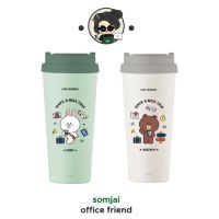 LocknLock (ล็อกเอ็นล็อก) กระบอกน้ำเก็บอุณหภูมิสีเขียว LINE Friends Energetic Tumbler รุ่น LHC4279LF ความจุ 540 มล.