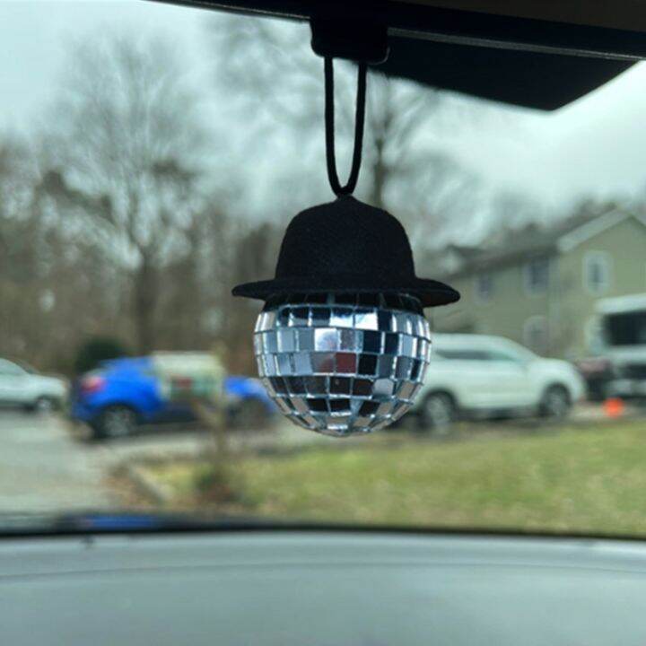 cowboy-hat-disco-ball-home-decor-mirrored-glass-jewels-mesh-accents-christmas-disco-ball-car-accessories-cowgirl-car-charm