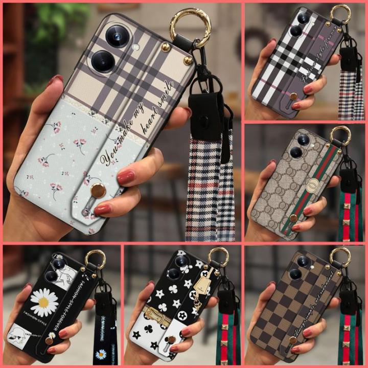 anti-dust-fashion-design-phone-case-for-oppo-realme10-pro-5g-lanyard-wrist-strap-plaid-texture-soft-case-durable-tpu