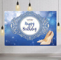 Happy Birthday Themed Backdrop High Heels Mirror Decors Silver Glittering Photography Background Woman Birthday Party Banner