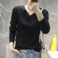 2022 NEW FASHION WOMEN Long-sleeved V-neck solid color casual new bottoming shirt