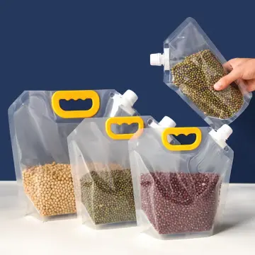 1PC Kitchen Cereal Storage Bag Portable Food Packaging Bags Insect Proof  Sealed Bag Thickened Rice Bean Container Nozzle Bag