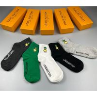 {Socks Shop} 2022ถุงเท้าใหม่มีตัวอักษรเป็ดผ้าฝ้ายบริสุทธิ์รวมห้าคู่ปักกล่องห้าคู่