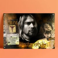 ภาพวาดรูปกระป๋องเคิร์ตโคเบน Nirvana Rock โปสเตอร์วงป้ายดีบุกโลหะป้ายบาร์ผับ Hiasan Dinding Rumah