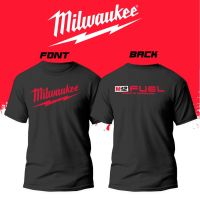 เสื้อแขนสั้น YM T-shirt เสื้อยืด Milwaukee m12 โพลีเฟลกลายหน้าหลัง