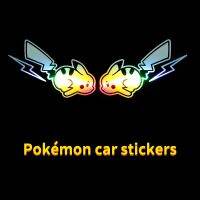 ♝ Pokemon Car Stickers Pikachu Window Glass Stickers Electric Car Motorcycle Stickers Running Waterproof Decorative Hollow Cool