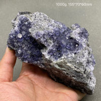 100 ธรรมชาติ Polyhedral Tanzanite สีฟ้าสีม่วง Fluorite Cluster แร่ตัวอย่างอัญมณีระดับหินและคริสตัล