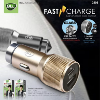 BLL CAR CHARGER รุ่น2503 ที่ชาร์จในรถ ที่ชาร์จแบตในรถ พร้อมที่ทุบกระจก หัวชาร์จ อะแดปเตอร์ 2ช่อง USB-Type C รองรับ Fast charge รับประกัน 1 ปี