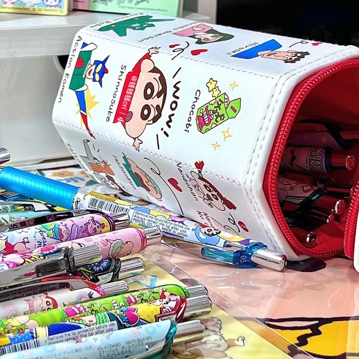 crayon-shin-chan-hexagonal-vertical-pencil-case-cartoon-cute-student-large-capacity-stationery-bag-pencil-case