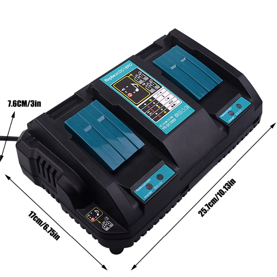 Double Battery Charger For Makita 14.4V 18V BL1830 Bl1430 DC18RC DC18RA  Li-Ion Replacement Battery with USB Port