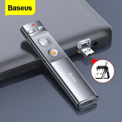 Baseus Official Store รีโมทพรีเซนไร้สาย Presenter Wireless Remote Controller 2.4GHz USB & USB C Pointer ปากกาเลเซอร์ สำหรับ Mac Win Projector PPT Powerpoint Presentation Pen