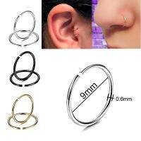 10pieces/pack Fashion Body Jewelry 9*0.6mm Stainless Steel Nose Hoop Nose Ring Stud Punk Style Body Piercing Jewelry Electrical Connectors