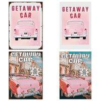 Taylor Getaway Car โปสเตอร์สีชมพู Wall Art ป้ายดีบุกสำหรับ Man Cave, Bathroom,Or Toilet Decor