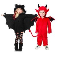 New Childrens Little Devil Satan Cosplay Costume Halloween Boy Monster Girls Bat Performance Costume School Party
