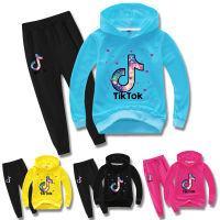 TIK TOKS เกาหลี2ชิ้นชุด Hoodie Jogger สำหรับชายหญิงแขนยาวผ้าฝ้าย + โพลีเอสเตอร์เสื้อกันหนาวกางเกงเด็กเสื้อผ้าฤดูใบไม้ผลิฤดูใบไม้ร่วง