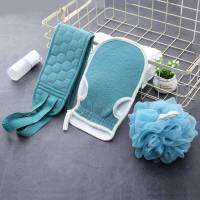 ผ้าขนหนูอาบน้ำ สามชิ้นหนาถูทำความสะอาดโคลน Bath Ball ชุดรวม Back Rubbing Strip Exfoliating ถุงมือ Back Scrubber