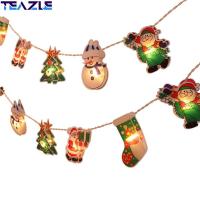 TEAZLE จี้ห้อยรูปต้นคริสต์มาสของขวัญคริสต์มาส LED สำหรับตกแต่งบ้านคริสมาสต์เครื่องประดับคริสต์มาสโคมไฟเชือกไฟ LED