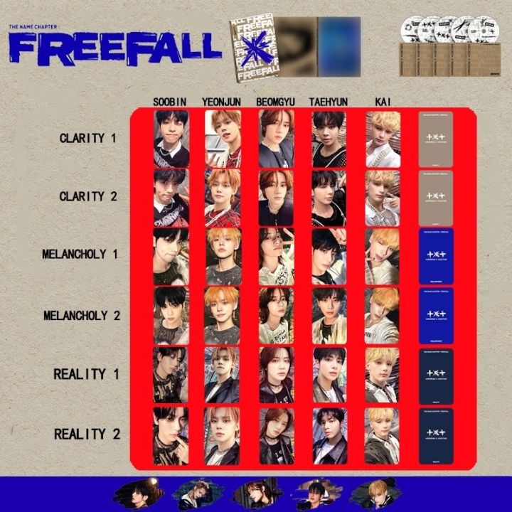 TXT Tomorrow x Together FREEFALL Album Clarity PhotoCards KAI SOOBIN ...