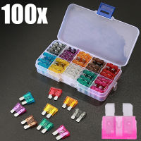 100pcs 50pcs Car Fuse Assortment Set Profile Middle Size Blade Type Fuse Auto Car Truck 2-35A Fuse with Box Clip