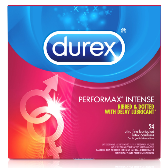 Durex Performax Intense Ultra Fine Ribbed And Dotted Latex Condoms With Delay Lubricant 24 