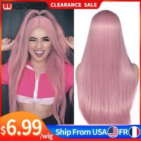 Wignee Pink Long Straight Hair Synthetic Wig For Women Cosplay Wig Pink Middle PartDaily/Party Heat Resistant Glueless Hair Wigs Wig  Hair Extensions