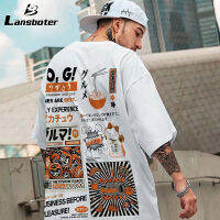 Lansboter เสื้อยืดแขนสั้นฮิปฮอปโอเวอร์ไซส์ชายหลวงขนาดใหญ่คู่รักเสื้อสตรีครึ่งแขนมีระบาย