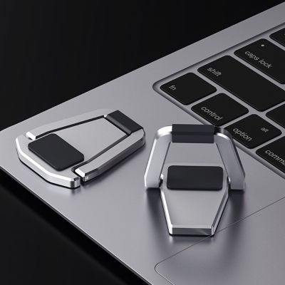 Laptop Aluminum Alloy Desktop Cooling Folding Portable Stand with Traceless Paste 40mm High Silver 2Pcs for MacBook