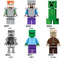 1Pcs Minecraft Building Blocks ตัวละคร Steve Creeper Zombie Enderman ตุ๊กตาของเล่นเด็กปริศนาของเล่น Gift