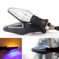 2PCS Universal 12LED Amber Blue Double Color Motorcycle Turn Signal Indicator Light Blinker for Motorcycle Motorbike Off Road