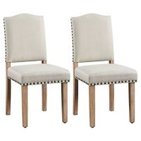 2PCS Upholstered Parsons Dining Chairs for Kitchen，Beige Sofa Covers  Slips