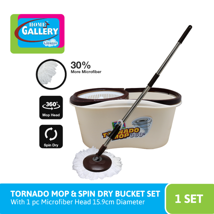 Home Gallery Tornado Mop and SpinDry Bucket Set with 1 Microfiber Mop