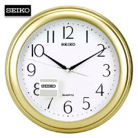 Velashop SEIKO นาฬิกาแขวนผนัง ขอบพลาสติกสีบอร์นทอง หน้าขาว รุ่น QXA327G  ขนาด 12 นิ้ว, QXA327