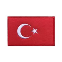 1PC Turkish Flag Turkey Armband Embroidered Patch Hook &amp; Loop Or Iron On Embroidery  Badge Cloth Military Moral Stripe